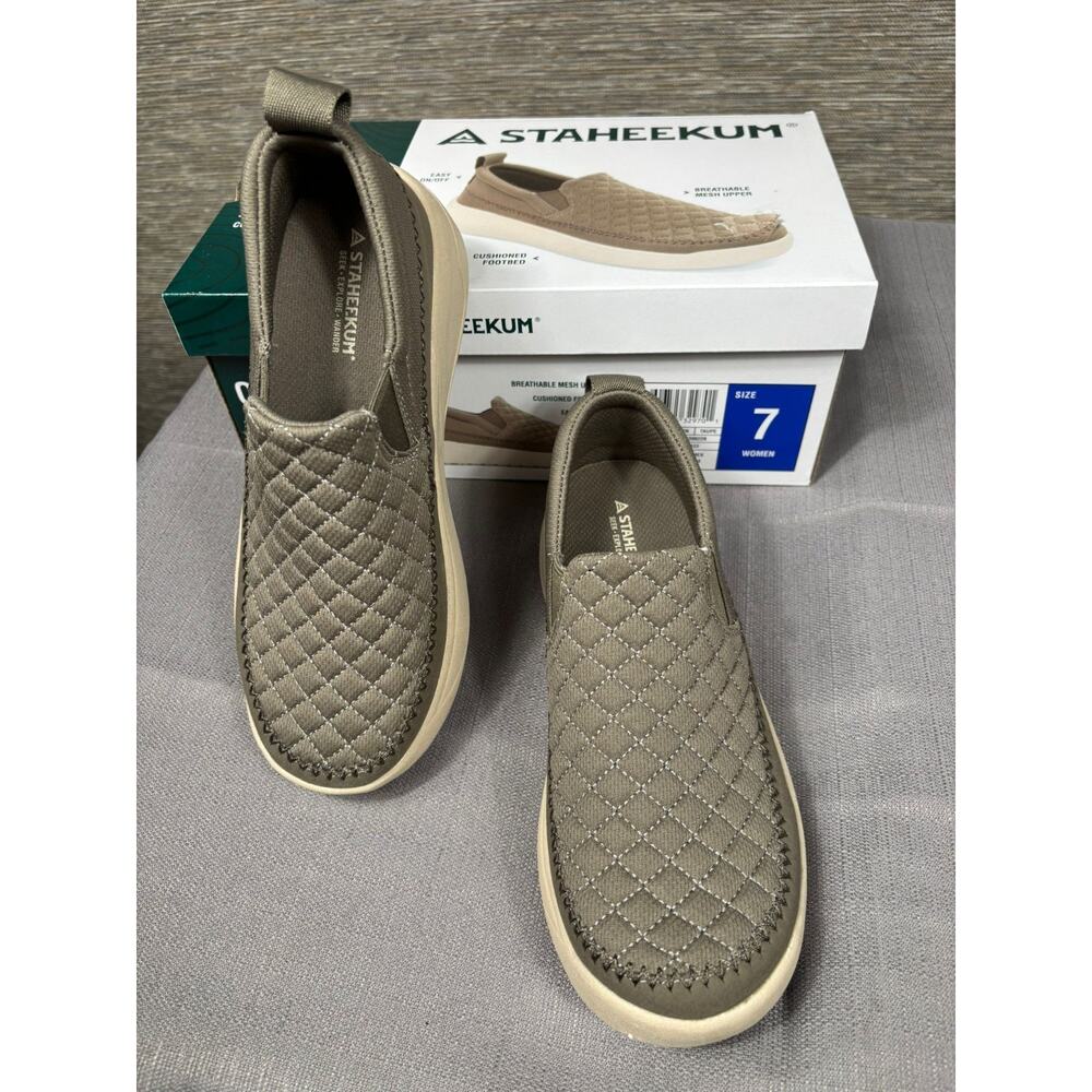 Staheekum Quilted Slip-On Shoes Womens Size 7 Taupe Comfortable Casual 1908433